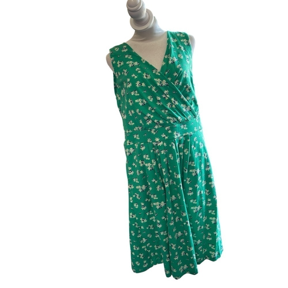 Lands' End Green Sleeveless Midi Sundress